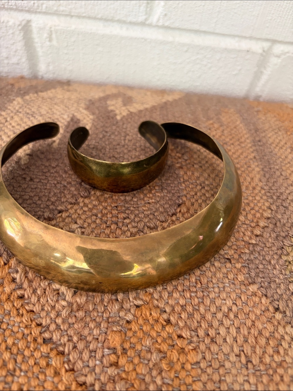 Vintage brass collar necklace and matching cuff bracelet